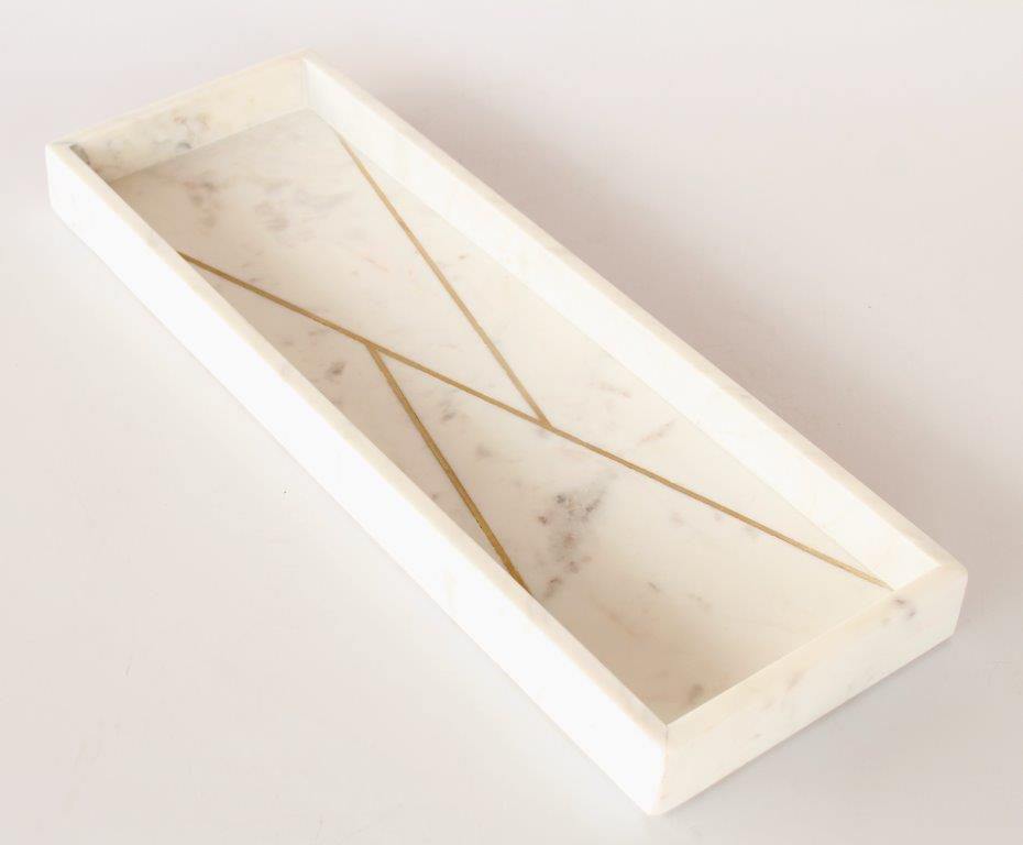 Rectangular Marble & Brass Insert Tray